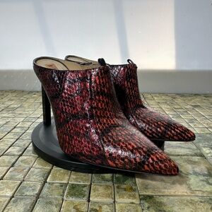 Reed Krakoff Red and Black Snake Print Mules